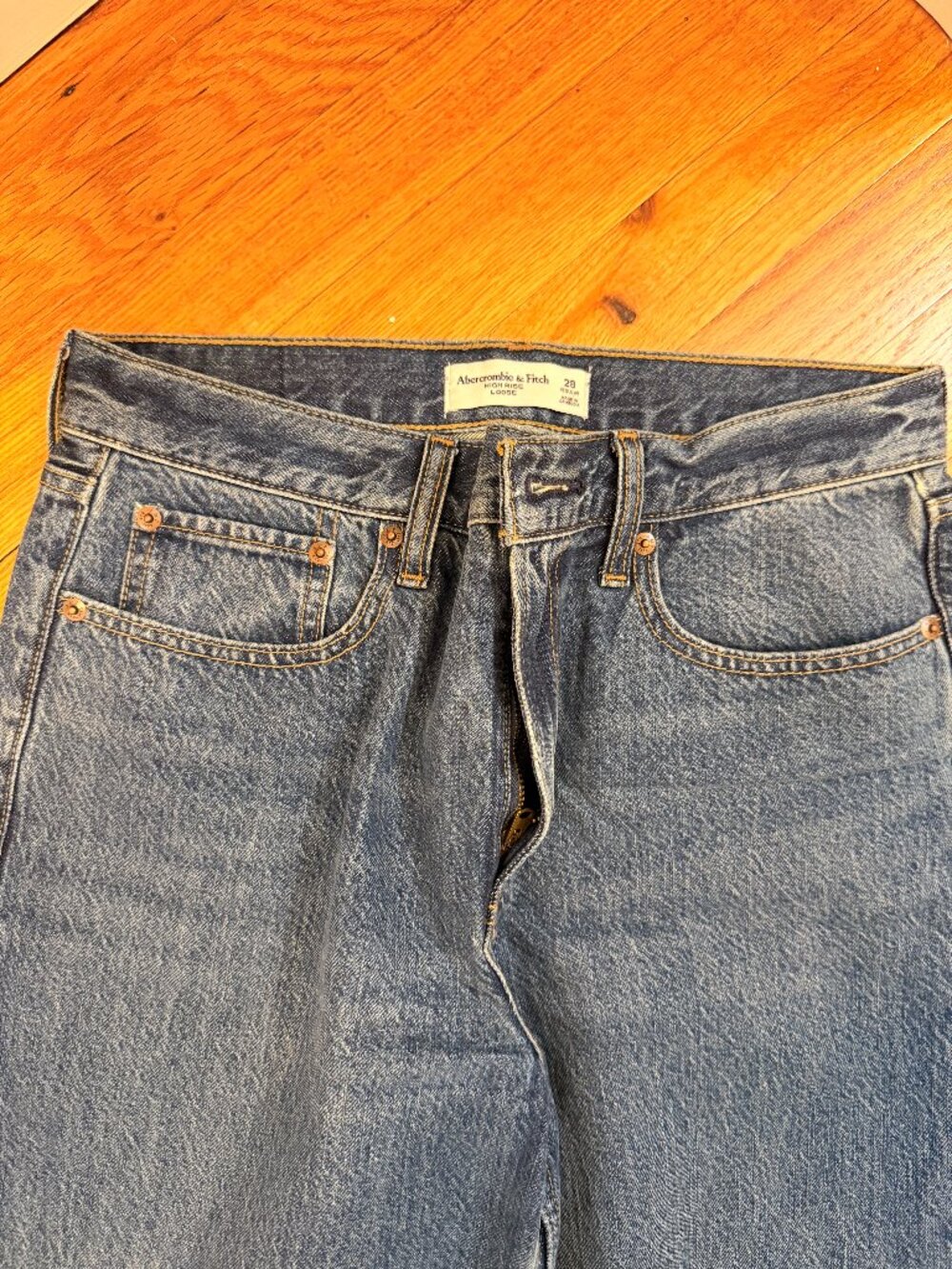 Abercrombie raw hem wide leg jeans